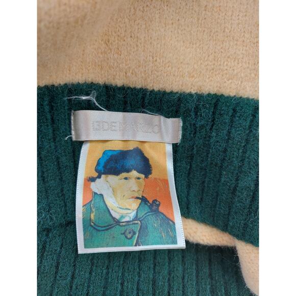 13De Marzo Polo Striped Teddy Bear Sweater Embroidered Orange Green Oversized M - Picture 10 of 10